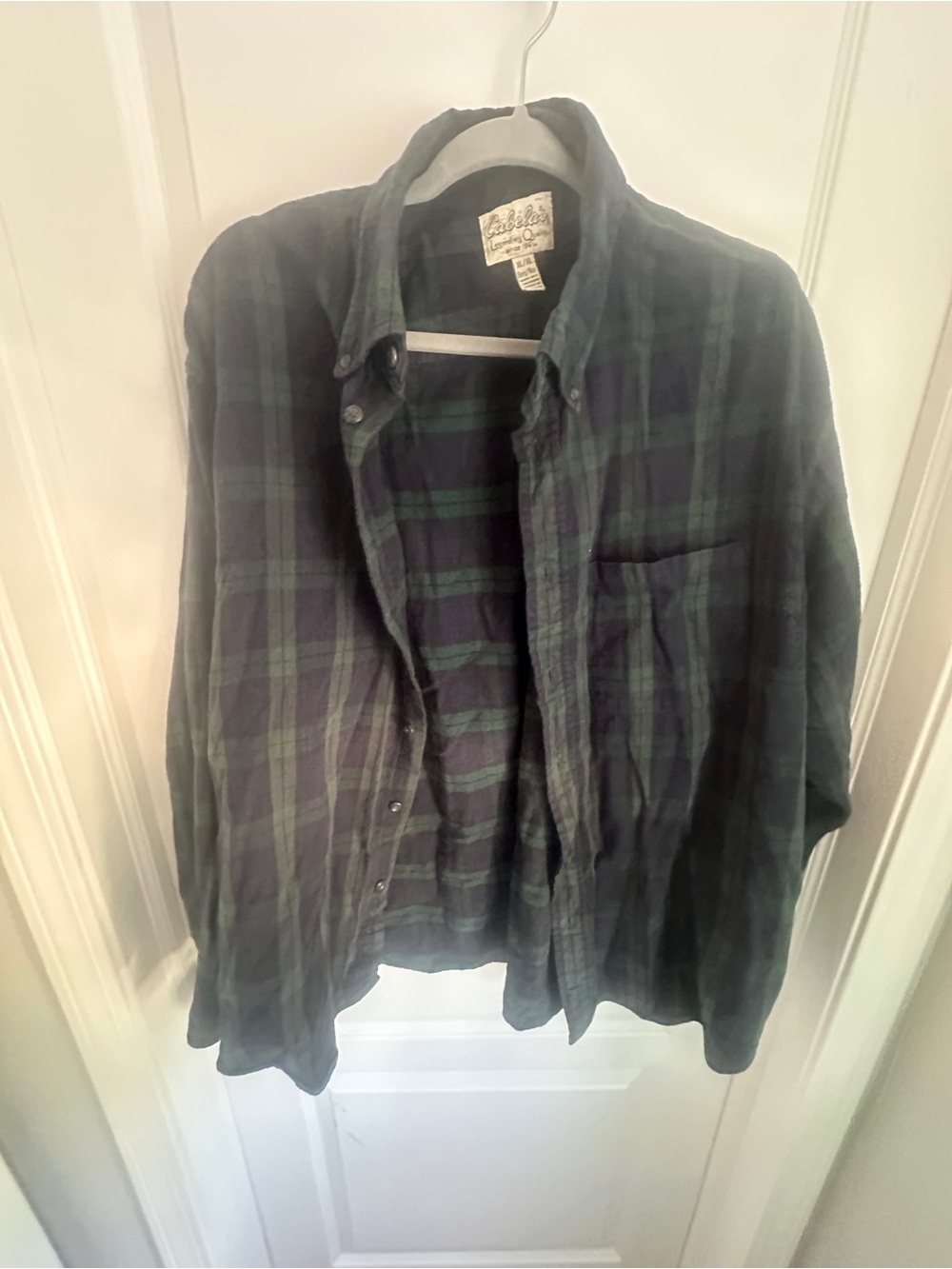 Cabela's Green and Navy Plaid Flannel Shirt